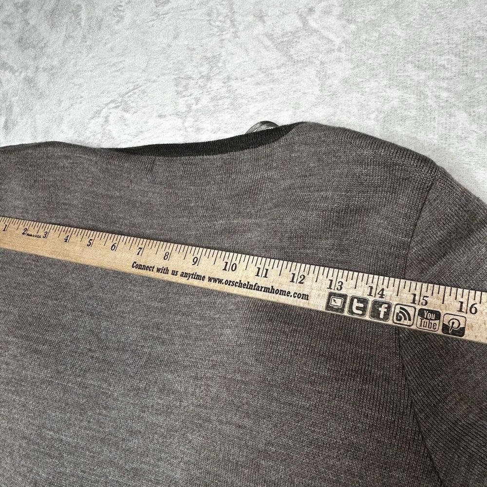 Lineamaglia Cardigan Sweater Womens L Gray Wool Blend Open Front Made In Italy - Picture 6 of 8